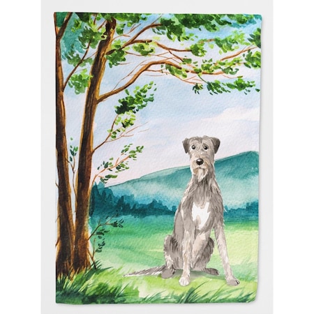 Carolines Treasures Under the Tree Irish Wolfhound Flag Canvas House Size CK2570CHF